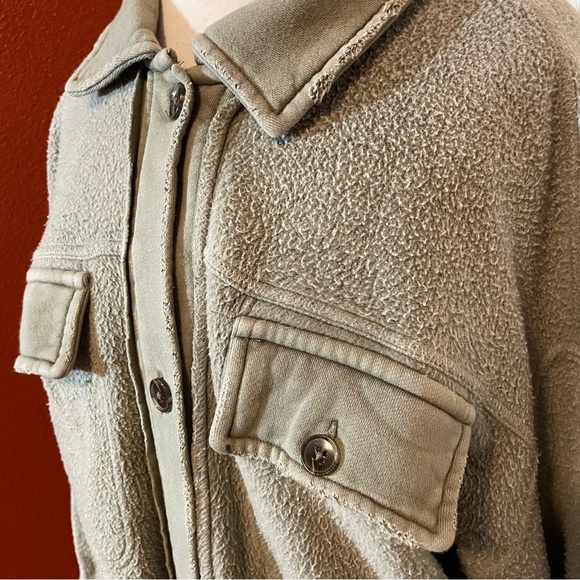 Free People Women’s The Ruby Sage Green Button Front Distressed Sweater Jacket - Picture 3 of 5